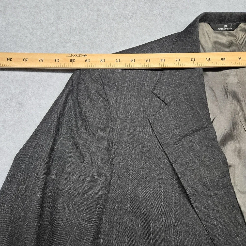 Polo University‎ Club Ralph Lauren Blazer Mens Gray Pinstripe Jacket USA Made